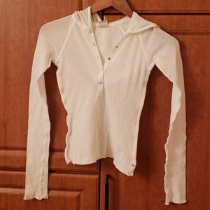 Long Sleeve Cotton Mesh Hooded Shirt